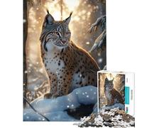 Puzzle de 1000 pièces pour Adultes Lynx dans la forêt hivernale Jeu Impossible Jeu éducatif Idée Cadeau Apprentissage et éducation (Dimensions 38x52cm)