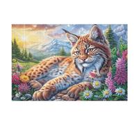 Puzzle De 1000 Pièces pour Adultes Lynx forêt Paysage 1000 PCS 75x50cm Activité Soirée De Fête Parfait pour Noël Nouvel an Rassemblements Famille Amis Temps Amusant