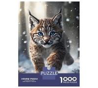 Puzzle De 1000 Pièces pour Adultes Lynx in Snow Sprint Puzzle pour Adultes, Jouet, Décoration Murale, Analyse Et Logique, Cadeaux Uniques pour Anniversaire Et Noël 70x50cm/1000pcs