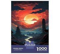 Puzzle De 1000 Pièces pour Adultes Magical Sunset River Scene Puzzles pour Adultes - Améliore La Mémoire - Liste De Souhaits avec Le Père Noël - Cadeaux Anti-Stress 52x38cm/1000pcs