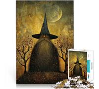 Puzzle de 1000 pièces pour Adultes Magicien de la forêt fantaisiste Casse-tête avec des pièces de Formes aléatoires entièrement imbriquées 52x38cm