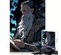 Puzzle de 1000 pièces pour Adultes Magicien lisant Un grimoire aux Flammes Bleues Plaisir et Inspiration garantis Bords précis Cadeau Symbolique (38x52cm)