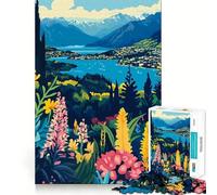 Puzzle de 1000 pièces pour Adultes,Magnifique œuvre d'art Minimaliste de Nouvelle-Zélande,Dessin aux Contours Nets,Jeu créatif pour occuper Les Moments de détente,Cadeau apaisant pour Noël (38x26cm)