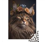 Puzzle de 1000 pièces pour Adultes Maine Coon654 Puzzle carré créatif pour Adultes, Puzzles en Bois, décoration intérieure, Puzzles de 1000 pièces (75x50cm)