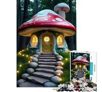 Puzzle de 1000 pièces pour Adultes Maison Champignon féérique dans Une forêt enchantée Activités Amusantes à la Maison pour Toute la Famille Jeu Impossible à partir de 14 Ans 38x52cm
