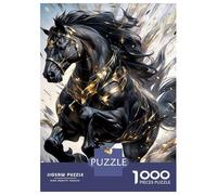 Puzzle De 1000 Pièces pour Adultes Majestic Black Horse Puzzle Adulte Jeux Relaxants Course De Vitesse Manuelle Cadeau d'anniversaire, Cadeaux, 52x38cm/1000pcs