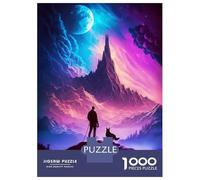 Puzzle De 1000 Pièces pour Adultes Man and Dog on Mountain Puzzle Anti-Stress, Difficile, Cadeau Unique pour Un Anniversaire Ou Noël 52x38cm/1000pcs