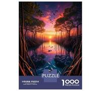 Puzzle De 1000 Pièces pour Adultes Mangrove Sunset Landscape Puzzles pour Adolescents Cadeau d'anniversaire Stimule Le Cerveau Jeu Stimulant Cadeaux 52x38cm/1000pcs
