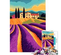 Puzzle de 1000 pièces pour Adultes Manoir dans Les Champs de Lavande toscans Défi intellectuel Jouet addictif Jeu Amusant Activités familiales Idée Cadeau Père Noël Secret (Dimensions 75x50cm)