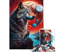 Puzzle de 1000 pièces pour Adultes Many Moons Lone Wolf Jeu de Construction pour Adultes Décoration Murale Cadeau Unique pour Anniversaire et Noël (Dimensions 50x75cm)
