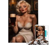 Puzzle de 1000 pièces pour Adultes Marilyn Monroe avec Une bière dans Un pub Irlandais pour Un Anniversaire ou Noël Jeu de Puzzle à Monter soi-même pour Femmes (14 Ans et Plus) 38x26cm