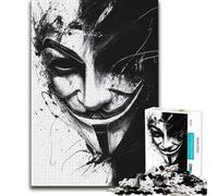 Puzzle de 1000 pièces pour Adultes - Masque Anonyme - Art Vendetta - Jeu éducatif - Découpe de précision - Idée Cadeau - 38x26cm (1000 pièces)