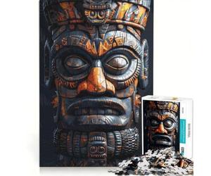 Puzzle de 1000 pièces pour Adultes, Masque tiki Sombre indigène, Jeu Impossible, Passe-Temps idéal Pendant Les Vacances à la Maison, Cadeau pour Les Amis et la Famille 38x52cm