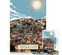 Puzzle de 1000 pièces pour Adultes Medellin,décor aux Bords Nets,activité cérébrale Amusante et Facile à Vivre,Cadeau d'anniversaire idéal (38x26cm)