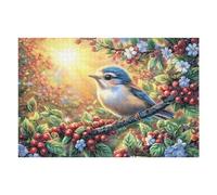 Puzzle De 1000 Pièces pour Adultes Merlebleu Jardin de Fleurs 75x50cm Assemblage Facile pour Débutants Idéal pour Enfants Adolescents Améliore La Dextérité Manuelle