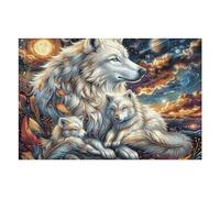 Puzzle De 1000 Pièces pour Adultes Meute de Loups forêt enneigée 1000 PCS 75x50cm Niveau Intermédiaire pour Amélioration Compétences Idéal pour Entraînement Pensée Logique