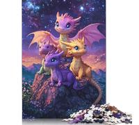 Puzzle de 1000 pièces pour adultes, mignon puzzle en forme de dragon pour enfants, ensemble familial, puzzle en bois, défi pour l'esprit, puzzle de 1000 pièces (75 x 50 cm)