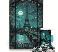 Puzzle de 1000 pièces pour Adultes Minuit à Paris Jeu éducatif Niveau de difficulté élevé Cadeau d'anniversaire Original 38x26cm