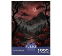Puzzle De 1000 Pièces Pour Adultes Misty Mountain Landscape with Red Foliage Puzzle Pour Adolescents - Niveau Difficile - Chaque Pièce Est Unique - Jeu Amusant Et Stimulant Pour Toute La Famille 70x50