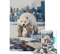 Puzzle de 1000 pièces pour Adultes Mon Habitat l’Ours Polaire en Milieu Urbain Jeu de réflexion captivant Jouet addictif pour cultiver la Patience Cadeau Amusant pour Femmes (Taille 38x26cm)