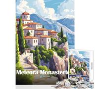 Puzzle de 1000 pièces pour Adultes Monastères des Météores Grèce Décoration intérieure Jouet Idée Cadeau d'anniversaire Jeu de réflexion Entraînez Votre Cerveau et Votre dextérité Dimensions 50x75cm