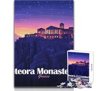 Puzzle de 1000 pièces pour Adultes-Monastères des Météores,Grèce-Paysage Nocturne-Idéal pour des Moments de Jeu et de Divertissement en Famille-Une œuvre d'art Amusante et Originale à Offrir 50x75cm