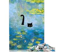 Puzzle de 1000 pièces pour Adultes - Monet, Chat, Nymphéas - Puzzle créatif en Papier - Casse-tête Impossible - Défi cérébral pour Adolescents - 38 x 26 cm / 1000 pièces