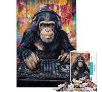 Puzzle de 1000 pièces pour Adultes Monkey DJ Beats Jouet addictif pour cultiver la Patience Jeu éducatif Cadeau d'assemblage Anniversaire (Dimensions 38x52cm)