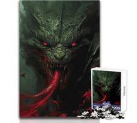 Puzzle de 1000 pièces pour Adultes:Monstre Vert aux Yeux Rouges Un Passe-Temps paisible et satisfaisant Assemblage Parfait Découpe de précision Dimensions:38x26cm