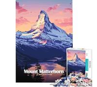 Puzzle de 1000 pièces pour Adultes Mont Cervin au Coucher du Soleil Idéal pour Un Anniversaire Noël ou Toute la Famille Décoration et Jouet Amusants pour la Maison Convient aux Personnes de 14 Ans