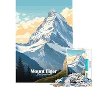 Puzzle de 1000 pièces pour Adultes Mont Eiger Suisse Jeu éducatif et Familial Niveau de difficulté Difficile Idée Cadeau pour Un Père Noël Secret (Dimensions 50x75cm)