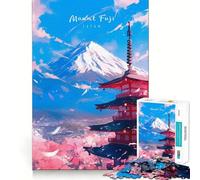 Puzzle de 1000 pièces pour Adultes Mont Fuji en Fleurs Décoration soignée sur Les Bords Activité cérébrale Amusante et Facile à Vivre Cadeau d'anniversaire pour l'esprit (38x52cm)
