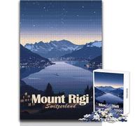 Puzzle de 1000 pièces pour Adultes - Mont Rigi, Suisse de Nuit - Jeu éducatif Familial - Modèle à Assembler - Idée Cadeau de Noël Secret - Dimensions 38x26cm