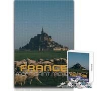 Puzzle de 1000 pièces pour Adultes - Mont Saint-Michel, France Profitez d'un Moment de détente et de Relaxation Assemblage Stable et découpe précise Dimensions:38x52cm