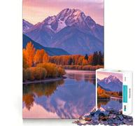 Puzzle de 1000 pièces pour Adultes Montagnes d'automne au Bord d'un lac Création de Puzzles aux Bords Fins Jeu de réflexion Amusant et Relaxant pour Un Anniversaire ou Un Loisir créatif