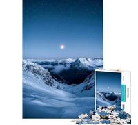 Puzzle de 1000 pièces pour Adultes Montagnes enneigées sous Un Ciel étoilé Jeu éducatif et ludique Défi Stimulant Idée Cadeau (Dimensions 38x52cm)