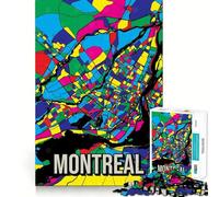 Puzzle de 1000 pièces pour Adultes Montréal,Canada Carte de la Ville en Style Pop Art Art de Voyage Découpe de qualité supérieure Jeu de réflexion Temps Libre et Divertissement Décoration de Noël
