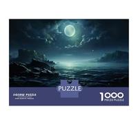 Puzzle De 1000 Pièces pour Adultes Moonlit Ocean Night Scene Puzzles pour Adultes pour S'amuser en Famille pour Un Anniversaire, Noël, Un Jeu De Défi Unique 52x38cm/1000pcs