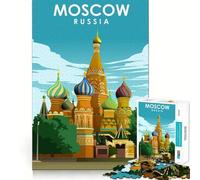 Puzzle de 1000 pièces pour Adultes Moscou,Russie Art du Voyage Finition Premium Casse-tête Cadeau Jeu Occasionnel Activité d'anniversaire (38x52cm)