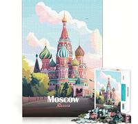 Puzzle de 1000 pièces pour Adultes Moscou,Russie Illustration de la cathédrale Saint-Basile Jeu de logique et d'art aux Bords précis Un Moment de détente et de Divertissement idéal Cadeau Festif