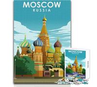 Puzzle de 1000 pièces pour Adultes - Moscou, Russie - Jeu éducatif et Artistique sur Le thème du Voyage en Famille - Niveau de difficulté Difficile pour Un Anniversaire 38x26cm