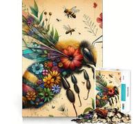 Puzzle de 1000 pièces pour adultes, motif abeille, vintage, coupe fine, jeu de réflexion, cadeau pour moments calmes, cadeau d'anniversaire (38 x 26 cm)