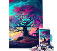 Puzzle de 1000 pièces pour Adultes Motif Arbre psychédélique Abstrait Difficile et Stimulant activité familiale Jeu Pratique à partir de 14 Ans (38x26cm)