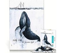 Puzzle de 1000 pièces pour Adultes,Motif Baleine et Bateau à l'aquarelle,Casse-tête logique,découpe de précision,Bords Lisses, pour Les réunions de Famille (38x52cm)