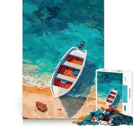 Puzzle de 1000 pièces pour Adultes,Motif Bateau sur la Plage,Art numérique,Jeu de réflexion, pour se détendre ou pour Un Anniversaire (50x75cm)