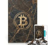Puzzle de 1000 pièces pour Adultes, Motif Bitcoin doré sur marbre Marron, Jeu de Construction, améliore la mémoire, Cadeau Unique pour Un Anniversaire ou Noël 38x26cm
