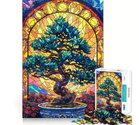 Puzzle de 1000 pièces pour Adultes,Motif bonsaï et vitrail,décoration soignée,Jeu cognitif et ludique,activité de Paix,Cadeau d'anniversaire (50x75cm)
