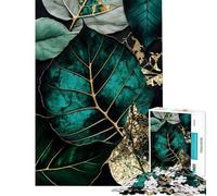 Puzzle de 1000 pièces pour Adultes Motif botanique Abstrait doré activités Amusantes à la Maison décoration Murale Jeu de réflexion pour Les 14 Ans et Plus (38x52cm)