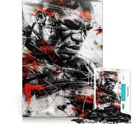 Puzzle de 1000 pièces pour Adultes,Motif Boxe,Coups Rouges,décoration soignée,Jeu cognitif Amusant,Jeu de Paix,activité d'anniversaire (50x75cm)