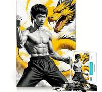 Puzzle de 1000 pièces pour Adultes,Motif Bruce Lee et Dragon,découpe sans Couture,Jeu de réflexion,Jeu Occasionnel,scène de Noël (38x52cm)